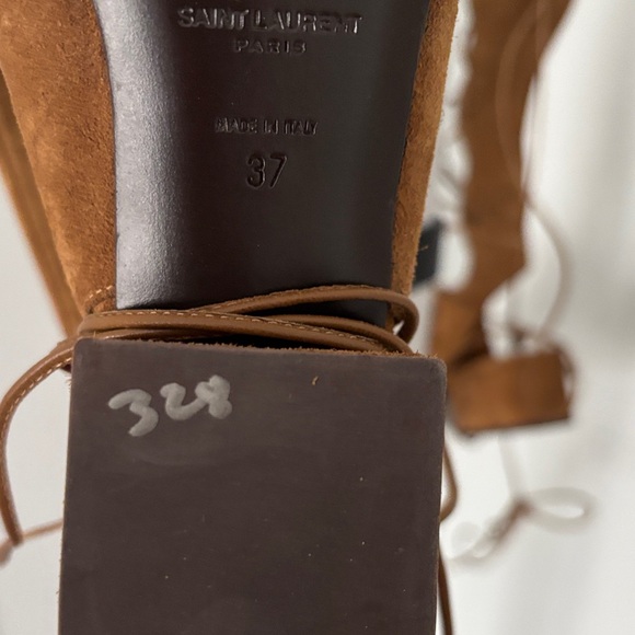 Yves Saint Laurent Tan Lace-Up Over the Knee Boots - Picture 9 of 14